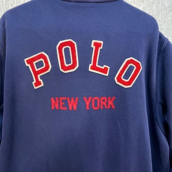Ralph Lauren Multicolor Letterman Polo New York Fleece Varsity Jacket Large - Picture 8 of 11
